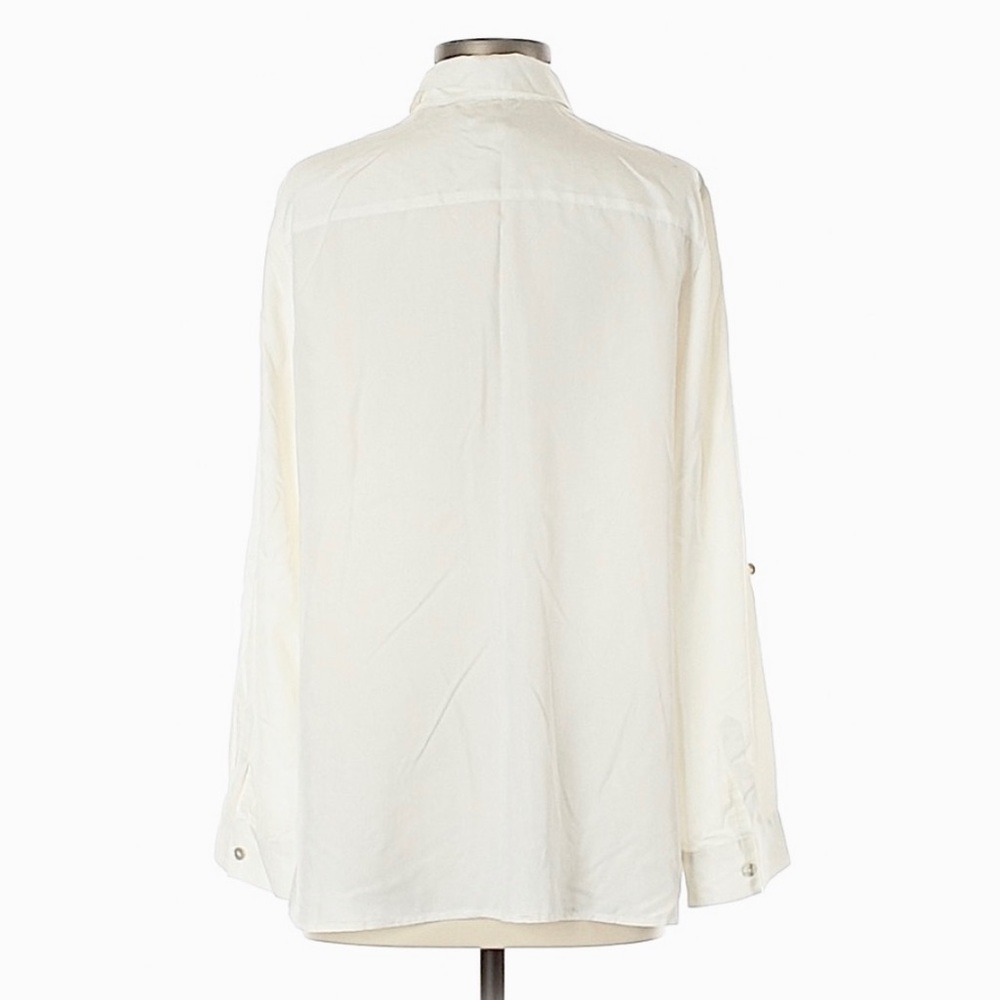 CHICO’S Half-Placket Roll-Tab Sleeve Dress Shirt Size M - Picture 2 of 5